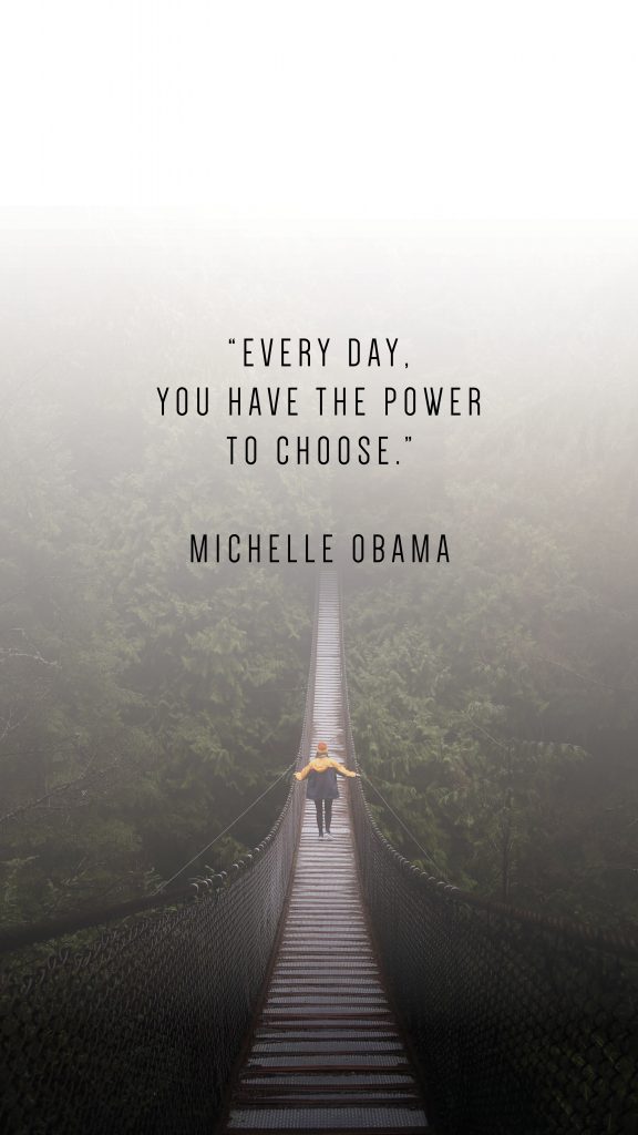 EVERY DAY, YOU HAVE THE POWER TO CHOOSE. MICHELLE OBAMA QUOTE_Writing From Nowhere
