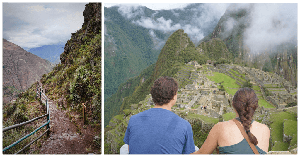 Two people looking at Machu Picchu