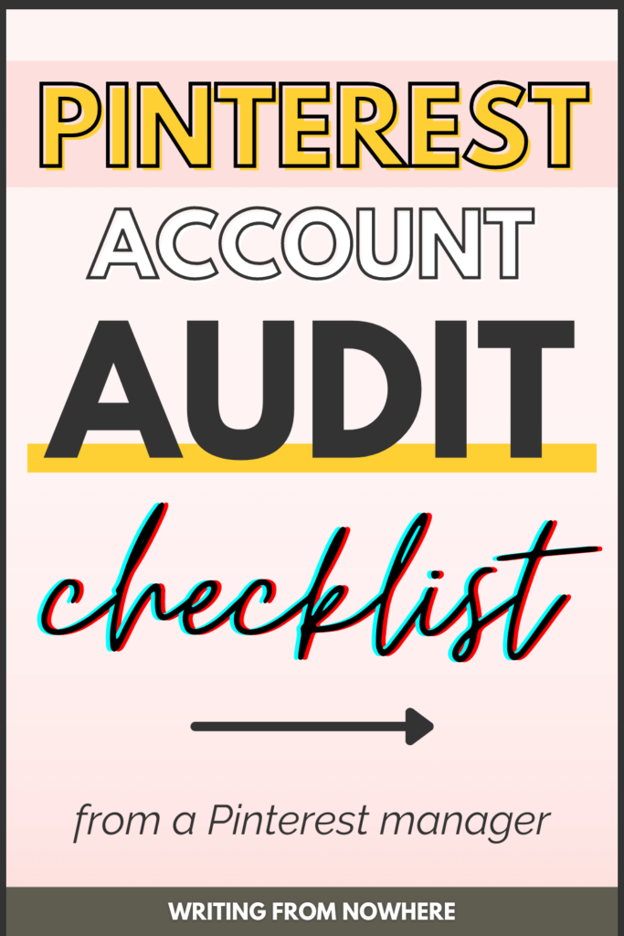 Pinterest pin image with text that reads "Pinterest audit checklist from a Pinterest manager"