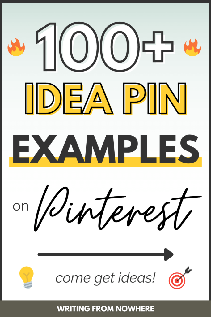 Grey image with text "100+ Pinterest idea pin examples, get inspired!"