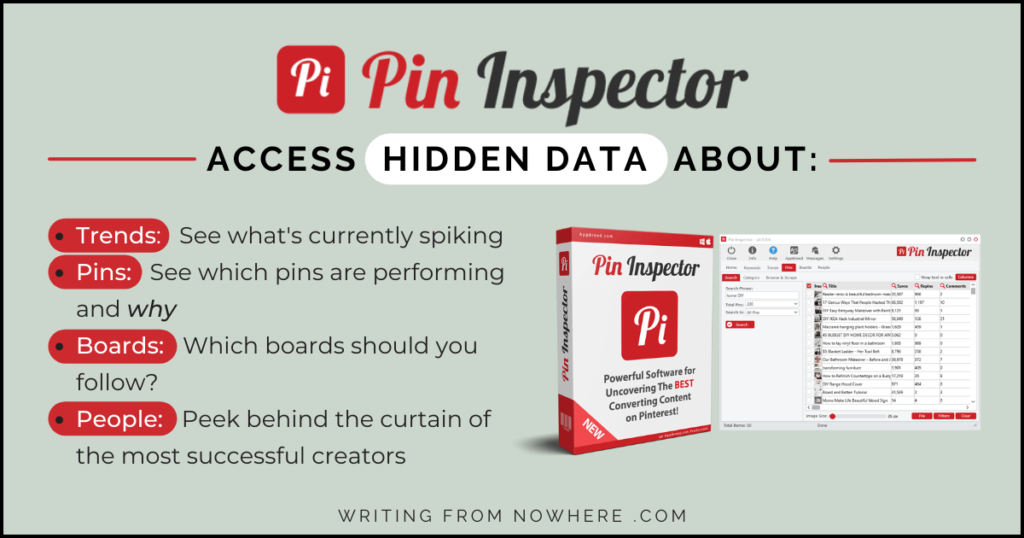 Pin Inspector lets you access hidden data by letting you analyze trends, pins, boards and people.
